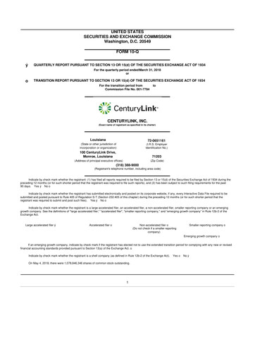 Vorschaubild Lumen Technologies 10-Q Quartalsbericht 2018 