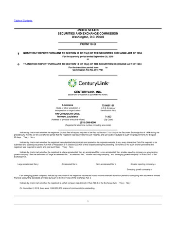 Vorschaubild Lumen Technologies 10-Q Quartalsbericht 2018 