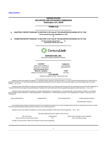 Vorschaubild Lumen Technologies 10-Q Quartalsbericht 2019 