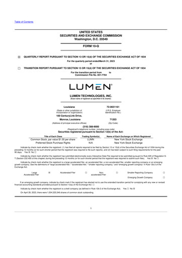 Vorschaubild Lumen Technologies 10-Q Quartalsbericht 2023 