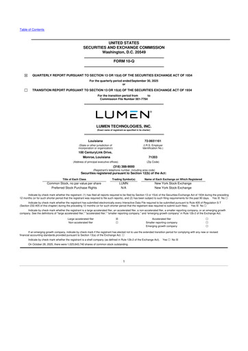 Vorschaubild Lumen Technologies 10-Q Quartalsbericht 2025 