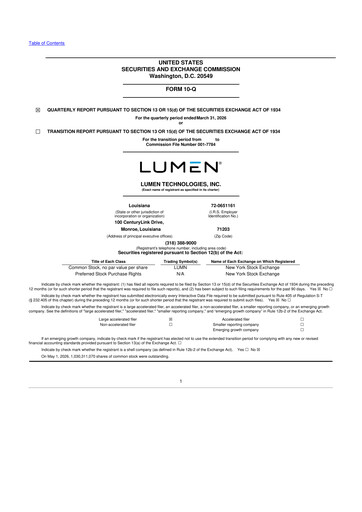 Thumbnail Lumen Technologies 10-Q Quarterly Report FY 