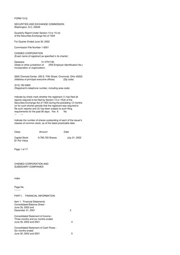 Thumbnail Chemed 10-Q Quarterly Report FY 