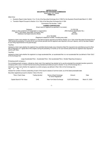 Thumbnail Chemed 10-Q Quarterly Report FY2020 