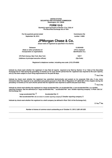 Vorschaubild JPMorgan Chase 10-Q Quartalsbericht 2012 