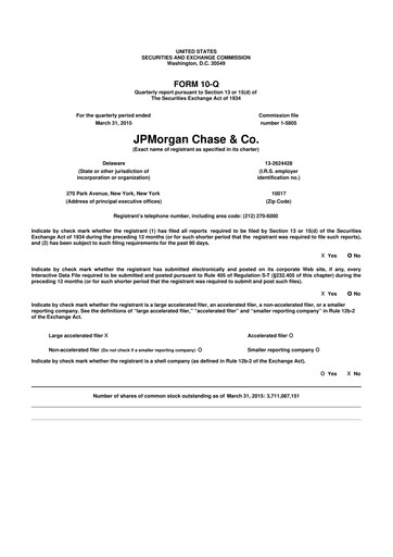 Vorschaubild JPMorgan Chase 10-Q Quartalsbericht 2015 