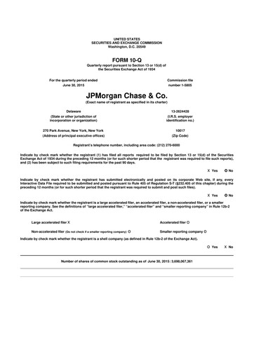 Vorschaubild JPMorgan Chase 10-Q Quartalsbericht 2015 