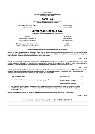 Vorschaubild JPMorgan Chase 10-Q Quartalsbericht 2018 