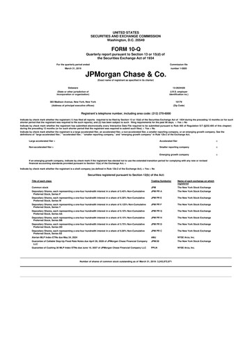 Vorschaubild JPMorgan Chase 10-Q Quartalsbericht 2019 