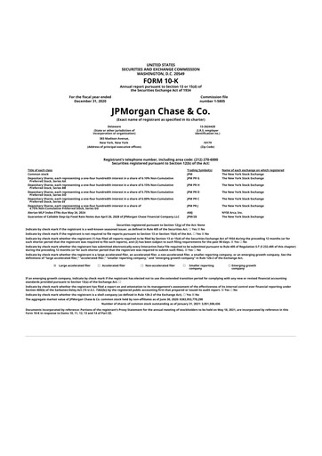 Thumbnail JPMorgan Chase 10-K Annual Report 2020