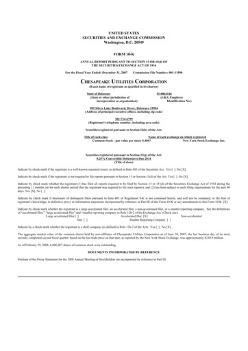 Thumbnail Chesapeake Utilities
 10-K Annual Report 