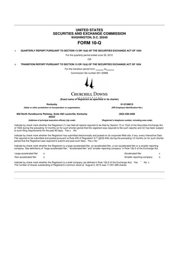 Thumbnail Churchill Downs 10-Q Quarterly Report FY 