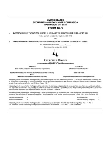 Thumbnail Churchill Downs 10-Q Quarterly Report FY 