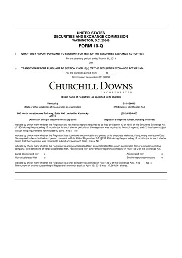 Thumbnail Churchill Downs 10-Q Quarterly Report FY 