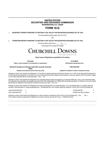 Thumbnail Churchill Downs 10-Q Quarterly Report FY 