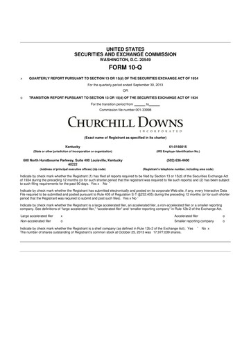 Thumbnail Churchill Downs 10-Q Quarterly Report FY 