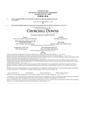 Thumbnail Churchill Downs 10-K Annual Report 2013