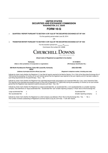 Thumbnail Churchill Downs 10-Q Quarterly Report FY 