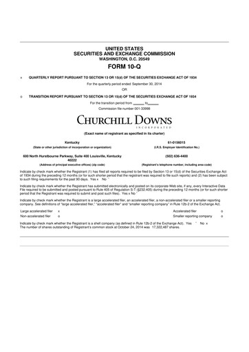 Thumbnail Churchill Downs 10-Q Quarterly Report FY 