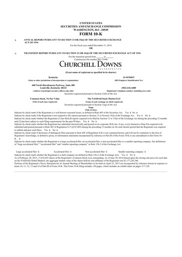 Thumbnail Churchill Downs 10-K Annual Report 2014