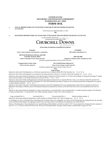 Thumbnail Churchill Downs 10-K Annual Report 2016