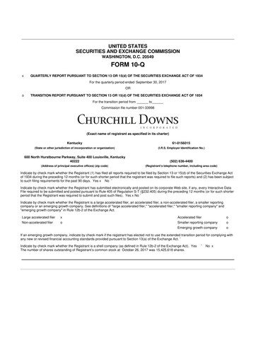 Thumbnail Churchill Downs 10-Q Quarterly Report FY 