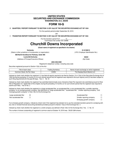 Thumbnail Churchill Downs 10-Q Quarterly Report FY 