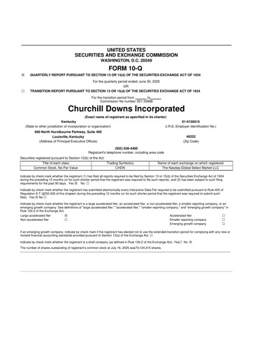 Thumbnail Churchill Downs 10-Q Quarterly Report FY 