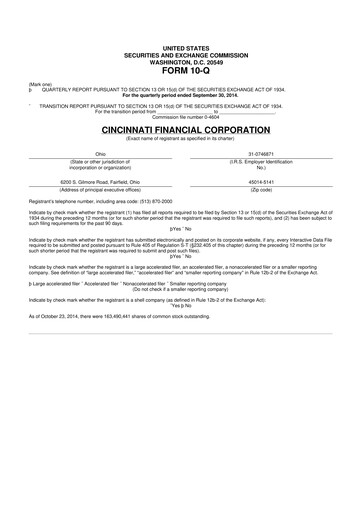 Thumbnail Cincinnati Financial
 10-Q Quarterly Report FY2014 