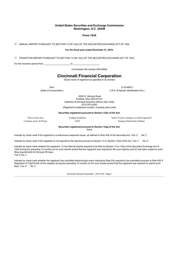 Thumbnail Cincinnati Financial
 10-K Annual Report 2019