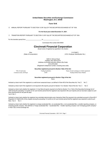 Thumbnail Cincinnati Financial
 10-K Annual Report 2021