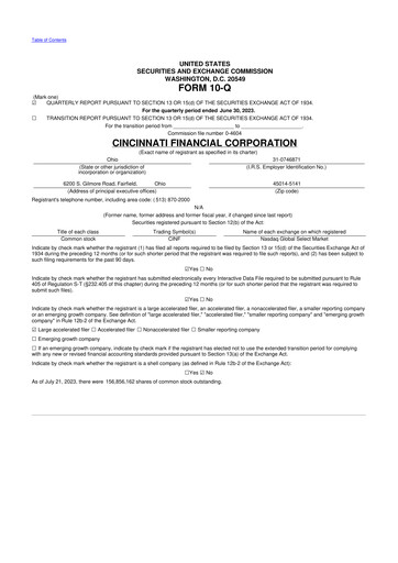 Thumbnail Cincinnati Financial
 10-Q Quarterly Report FY2023 