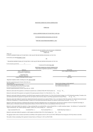 Thumbnail Frontier Communications 10-K Annual Report 2012