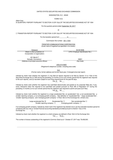 Thumbnail Frontier Communications 10-Q Quarterly Report FY2017 