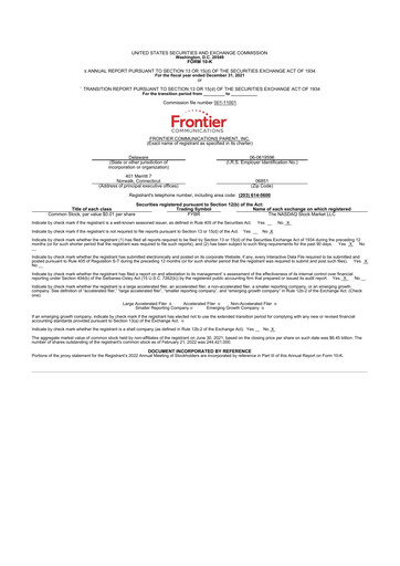 Thumbnail Frontier Communications 10-K Annual Report 2021