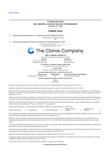 Thumbnail Clorox 10-K Annual Report 2024