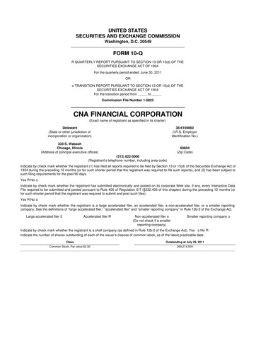 Thumbnail CNA Financial 10-Q Quarterly Report FY2011 