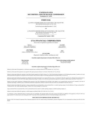 Thumbnail CNA Financial 10-K Annual Report 2012