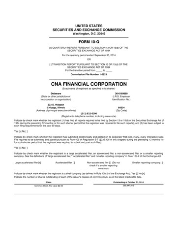 Thumbnail CNA Financial 10-Q Quarterly Report FY2014 