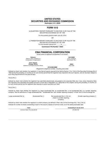 Thumbnail CNA Financial 10-Q Quarterly Report FY2016 