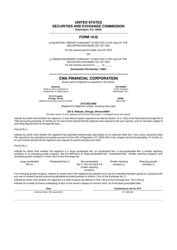 Thumbnail CNA Financial 10-Q Quarterly Report FY2018 