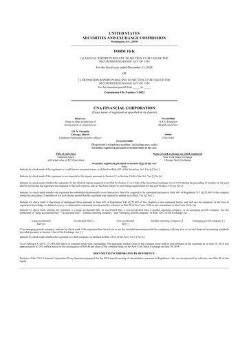 Thumbnail CNA Financial 10-K Annual Report 2018