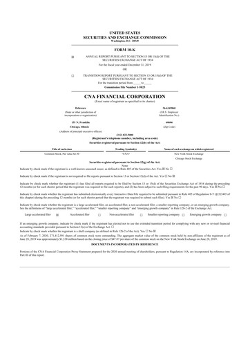 Thumbnail CNA Financial 10-K Annual Report 2019