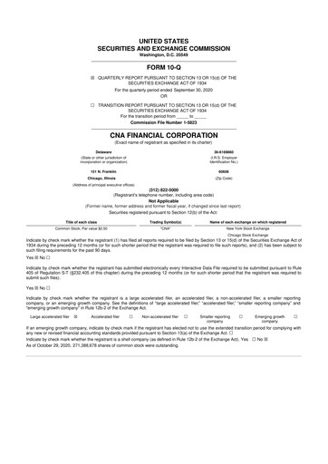 Thumbnail CNA Financial 10-Q Quarterly Report FY2020 