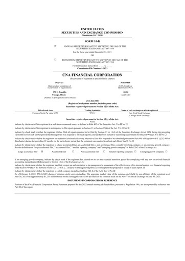 Thumbnail CNA Financial 10-K Annual Report 2021