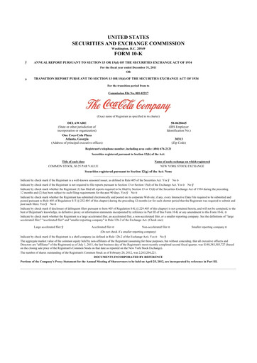 Thumbnail Coca-Cola 10-K Annual Report 2011