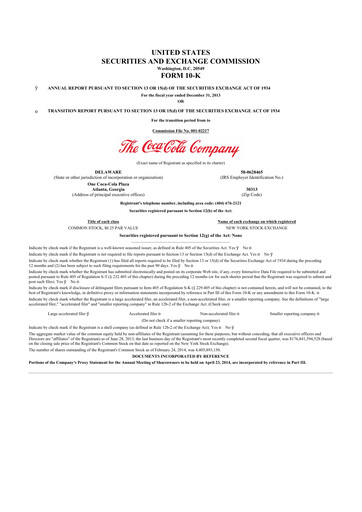 Thumbnail Coca-Cola 10-K Annual Report 2013