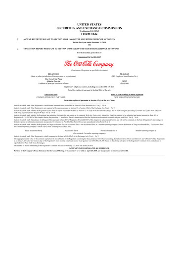 Thumbnail Coca-Cola 10-K Annual Report 2014