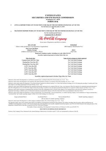 Thumbnail Coca-Cola 10-K Annual Report 2015