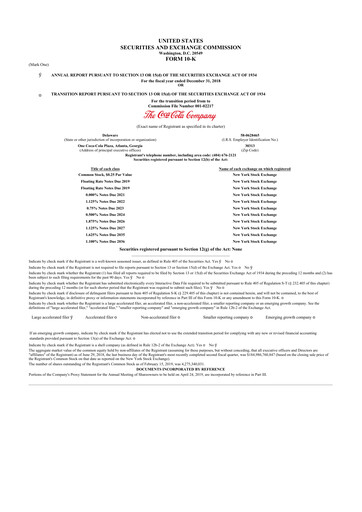 Thumbnail Coca-Cola 10-K Annual Report 2018